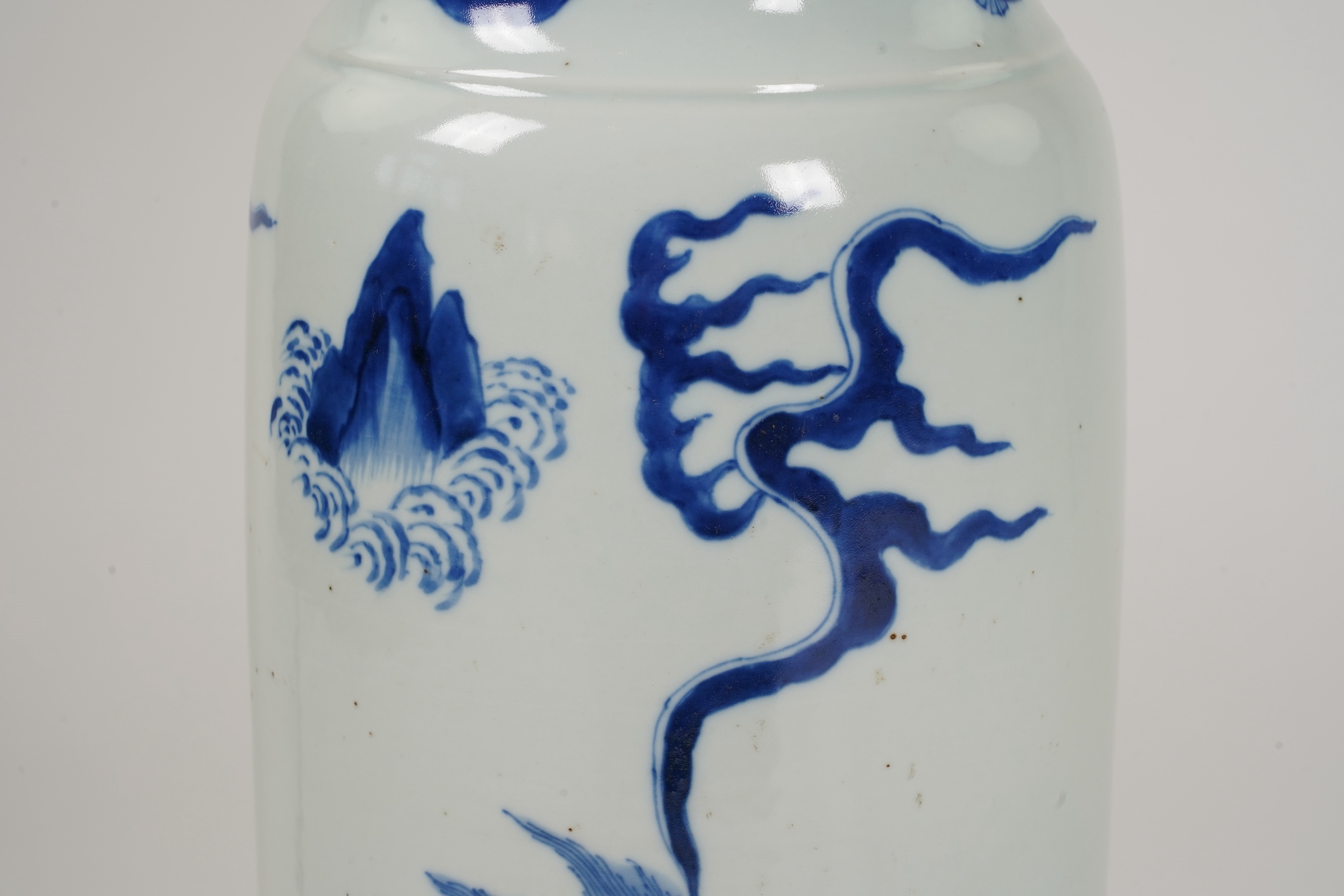 A Chinese blue and white ‘qilin’ rolwagen vase, possibly Chongzhen period (1627-1644)